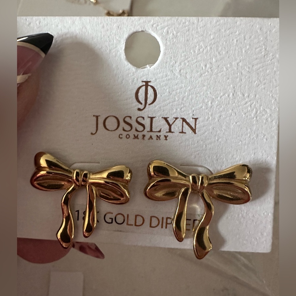 18K gold dipped stainless steel bow earrings
